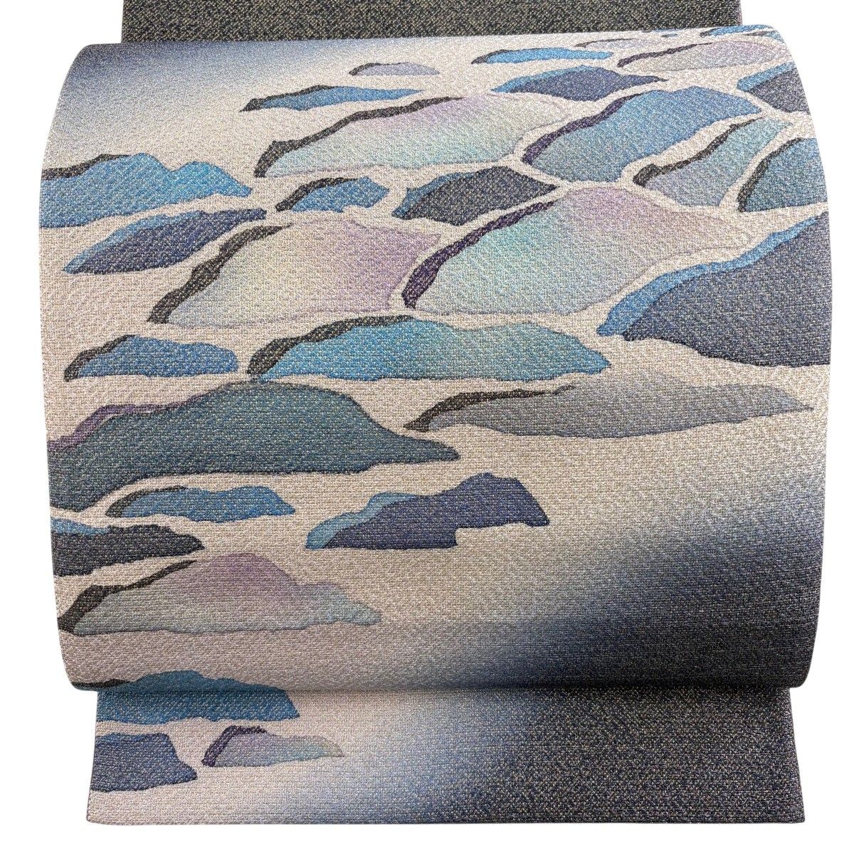 【美品】 袋帯 秀品 幾何学模様 金銀糸 灰茶 お太鼓柄 正絹 【中古】