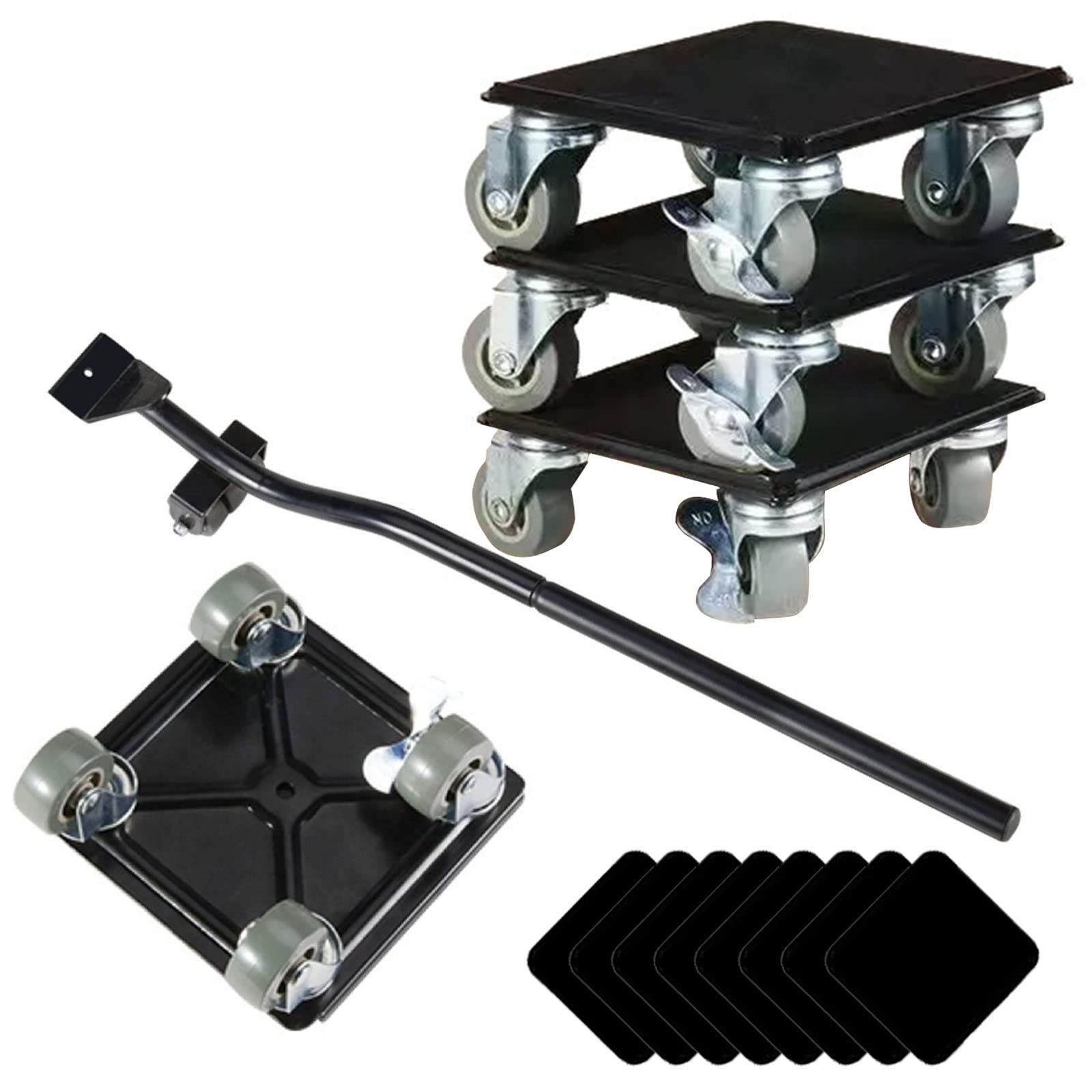家具移動【4輪 耐荷重1300KG】360度回転 家具移動ツール らくらくヘルパー 家具 移動 金属製 台車 軽がるキャリー 家具移動・掃除用ラクラクキャリー 耐震静音 家具移動キャスター ミニ台車 重物 取扱説明書付き(13.5cm×13. 9b0b746a