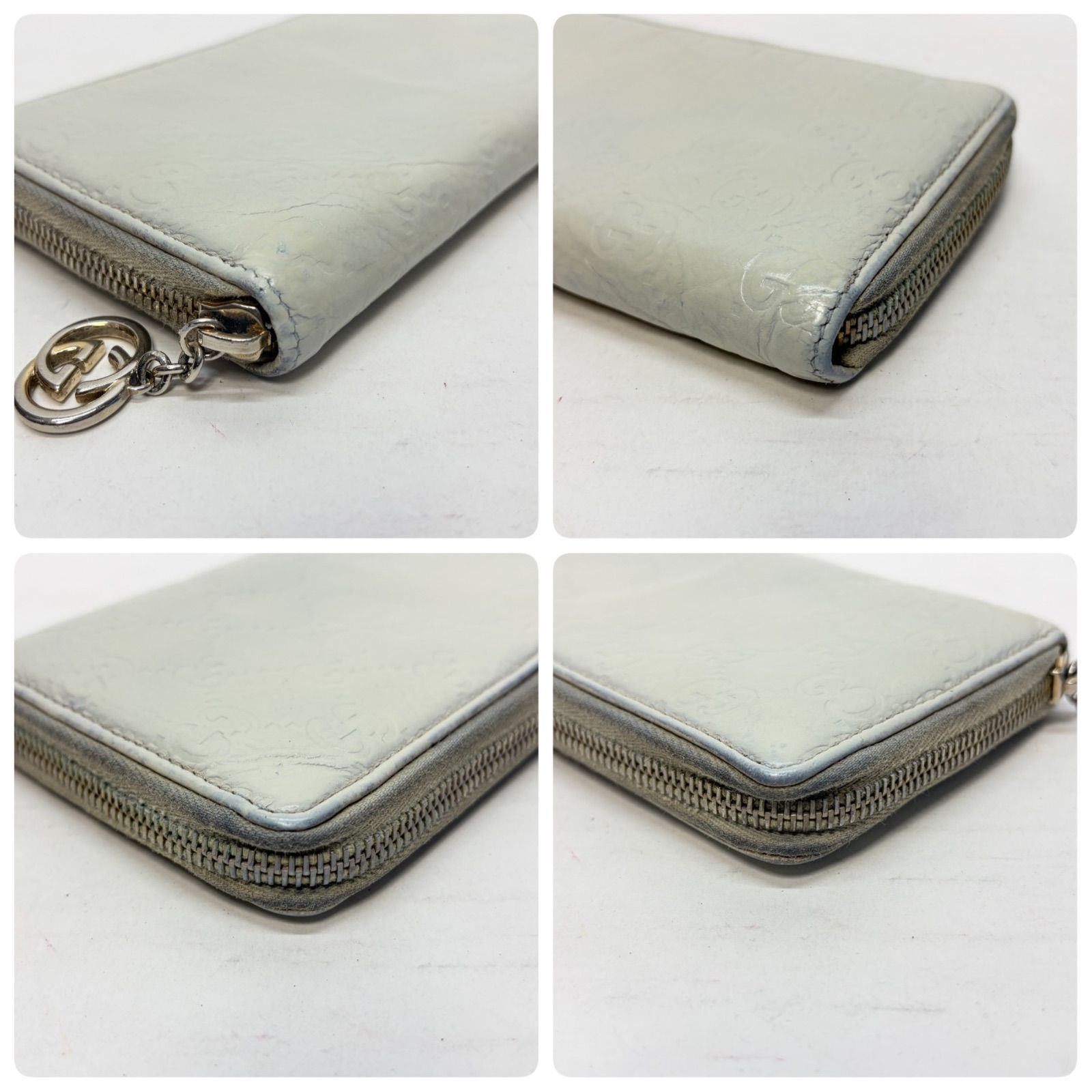 4116 GUCCI グッチ 長財布 GG シマレザー ラウンドファスナー インター 