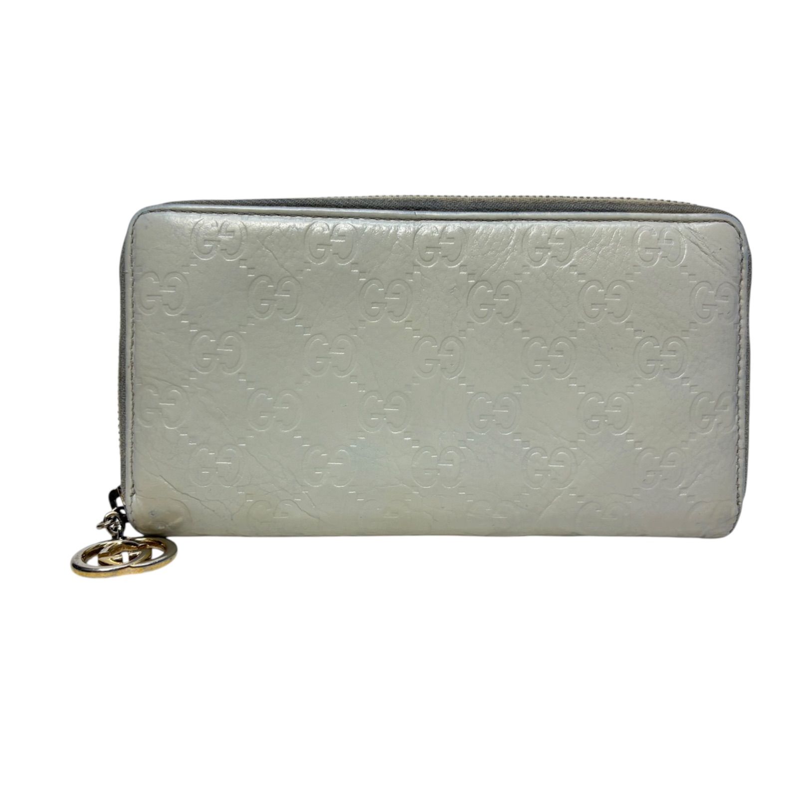 4116 GUCCI グッチ 長財布 GG シマレザー ラウンドファスナー インター 