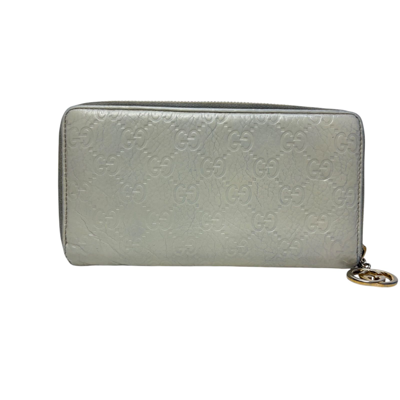 4116 GUCCI グッチ 長財布 GG シマレザー ラウンドファスナー インター 