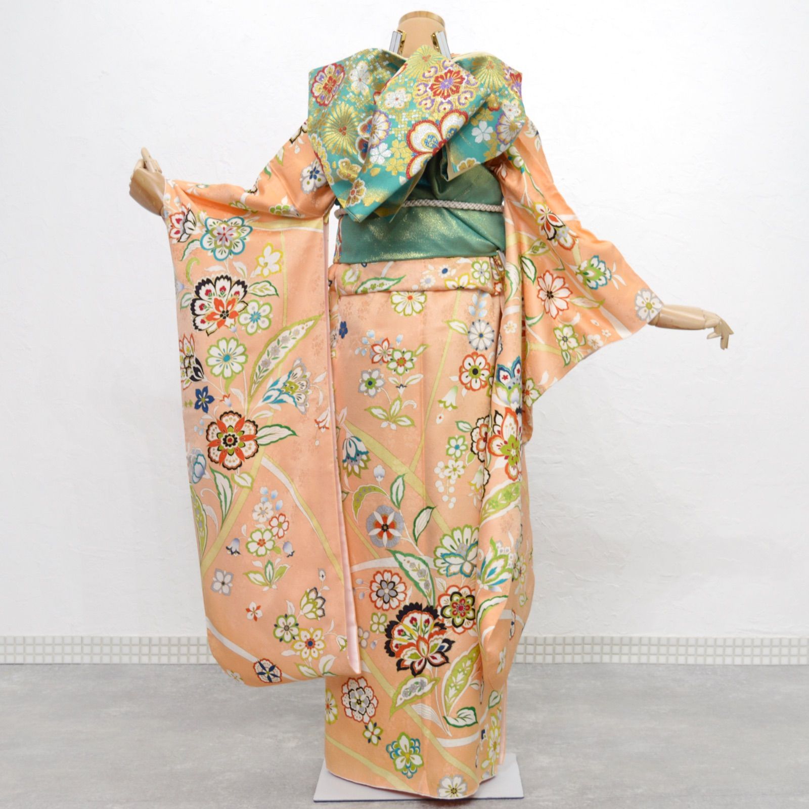 美品》正絹 振袖6点セット SS〜Mサイズ 成人式 振袖セット パール 