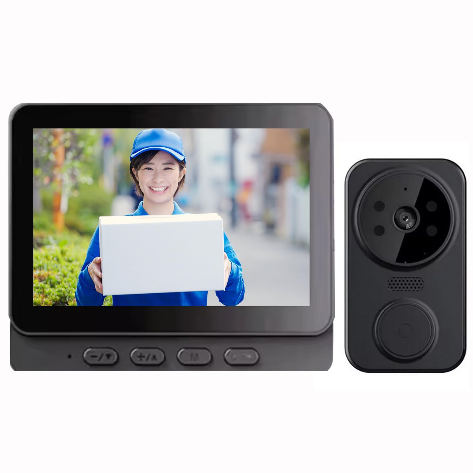☆新品☆[東京Deco] ドアホン インターホン ワイヤレス 子機電池式 配線工事不要 親機と子機セット ドアベル 双方通話可能 4.3インチ 事不要 盗難防止 遠隔確認 広角 防水 モニター親機+カメラ付き玄関子機 IPX４相当(防沫形) e9754a77