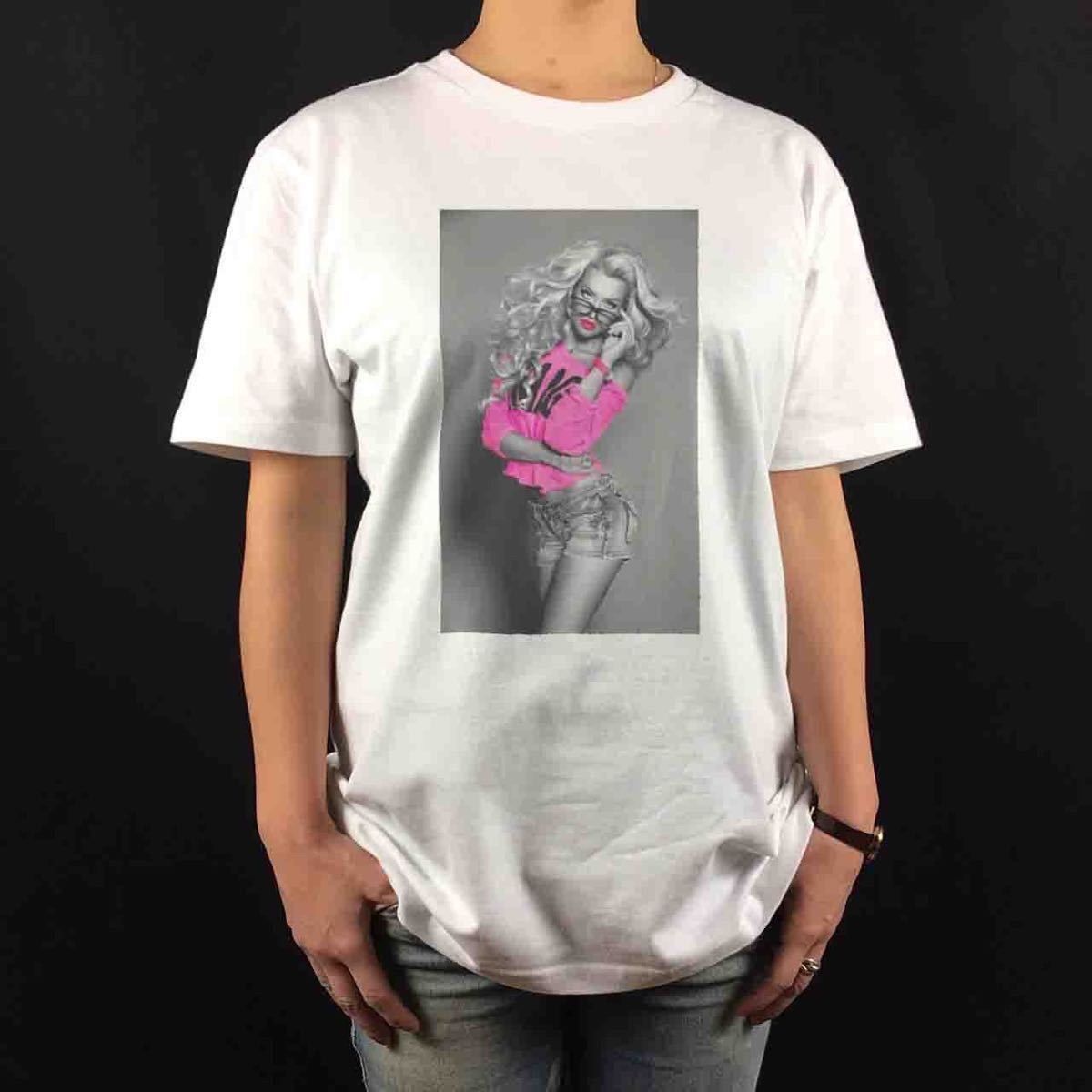 オリジナル Tシャツ ビビッド ピンク ストリートファッション おしゃれ ブロンド モデル Tシャツ S M L XL タイト ジャスト 大きい ビッグ オーバーサイズ メンズ レディース ユニセックス ピンククリーム