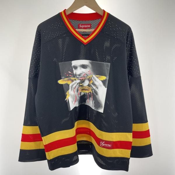 【中古】Supreme x ANTIHERO Ozzy Hockey Jersey サイズS 黒/黄/赤 シュプリーム[91]