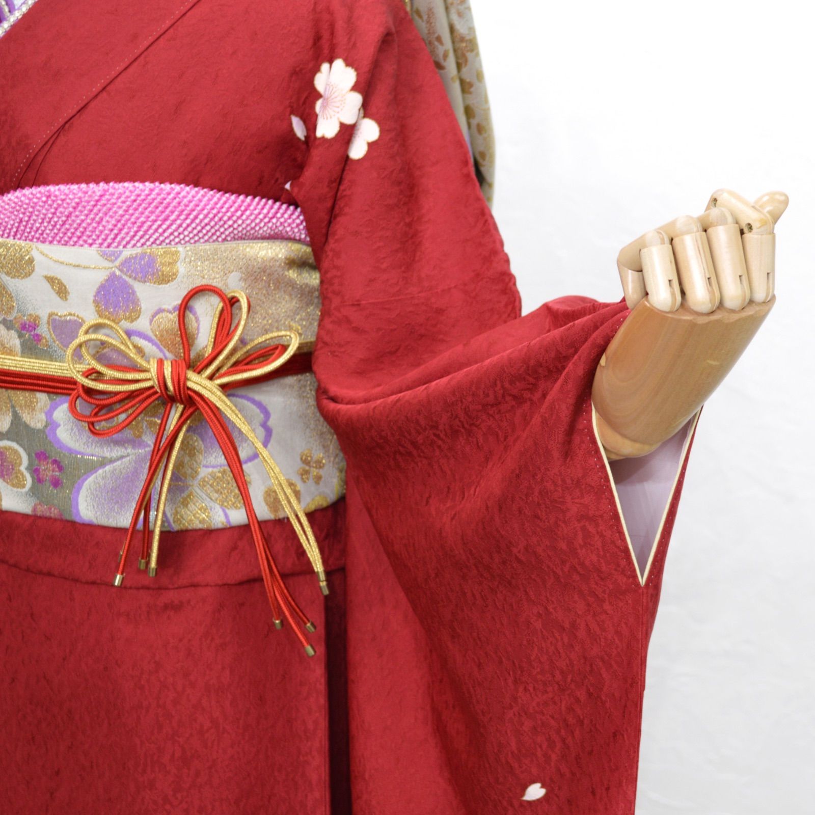 美品》正絹 振袖7点セット S〜Lサイズ 成人式 振袖セット パールトーン
