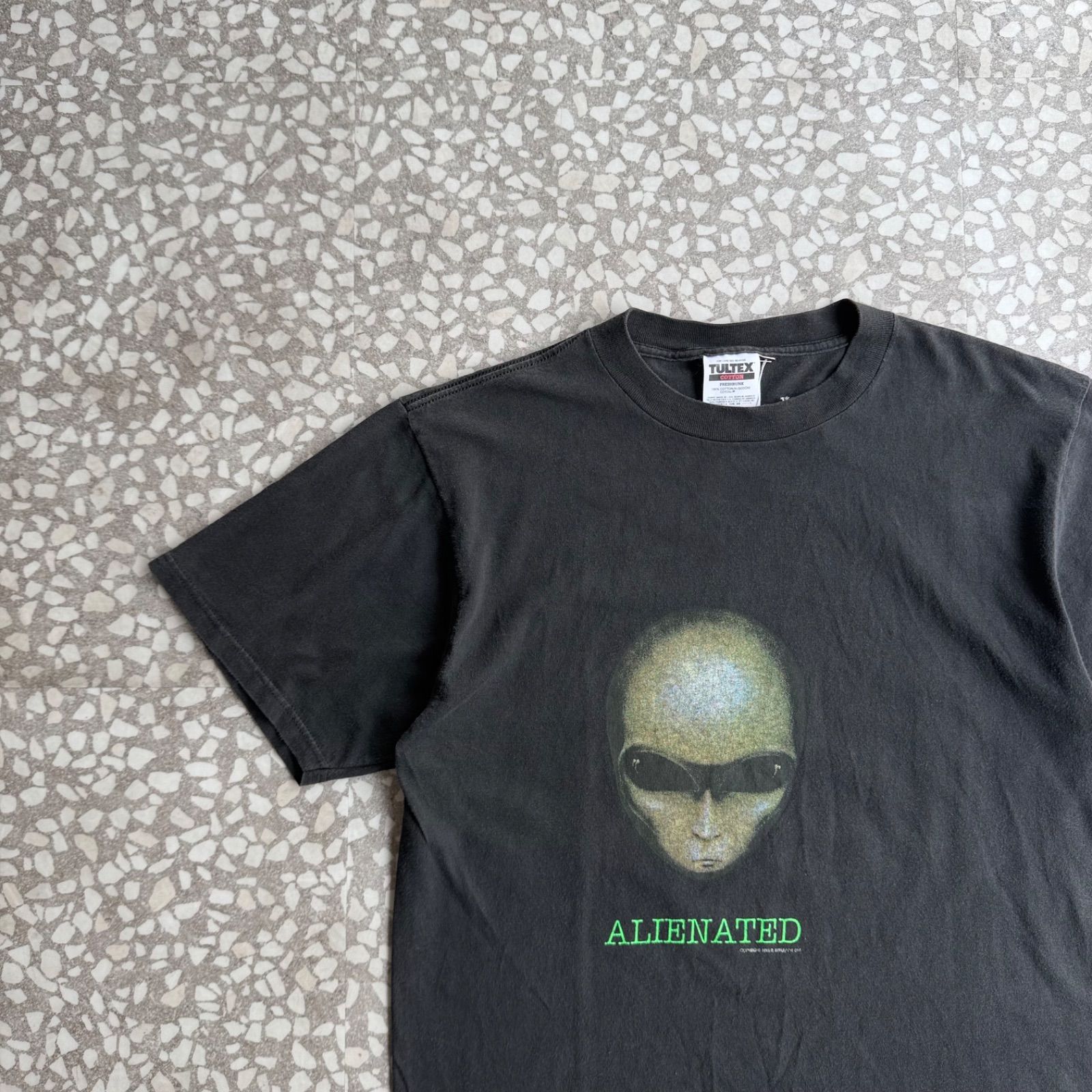 TULTEX / 90’s usa製 ALIENATED T-shirt size L タルテックス　アメリカ製　エイリアンTシャツ　フォト　顔 UFO 　ツラ抜群 sk8