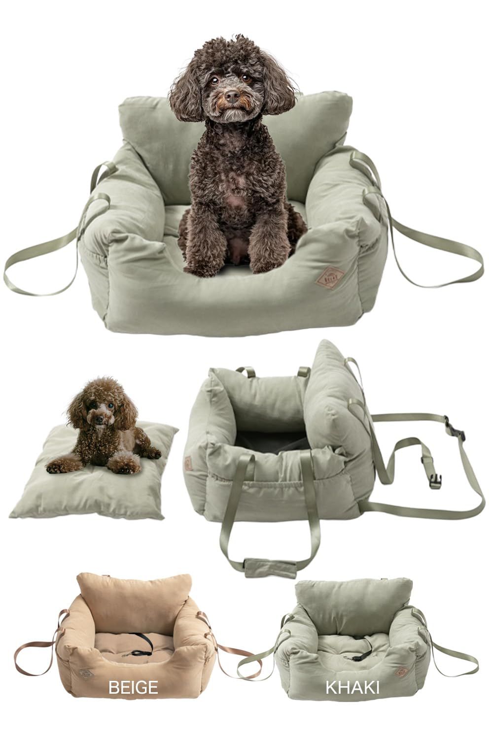CLEAN HOUSE ドライブベッド 犬 リード 固定ベルト付き ペット ドライブボックス 洗える 車 カーキas c2be39d0 6,300円