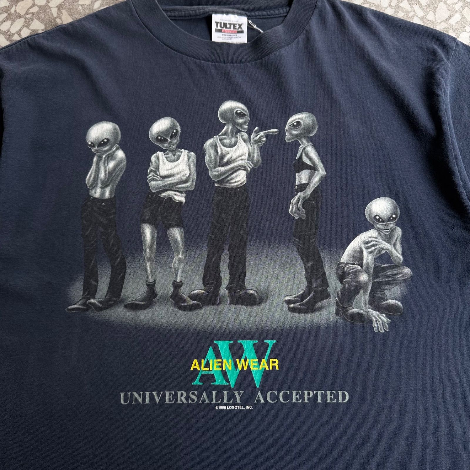 TULTEX / 90’s usa製 Calvin klein parody size XL タルテックス　アメリカ製　エイリアンTシャツ　フォト　顔 UFO 　ツラ抜群 sk8