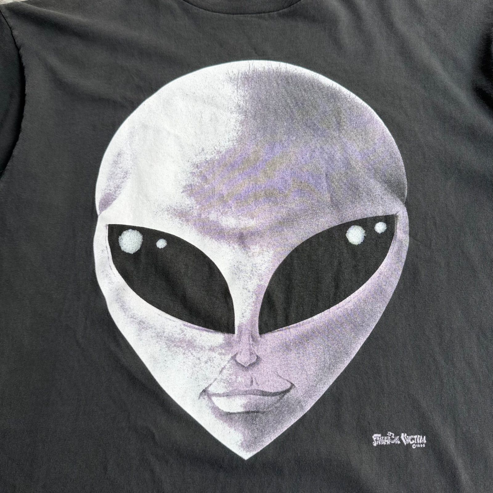 FASHION VICTIM / 90’s usa製 ALIAN T-shirt size XL タルテックス　アメリカ製　エイリアンTシャツ　フォト　顔 UFO 　ツラ抜群 sk8