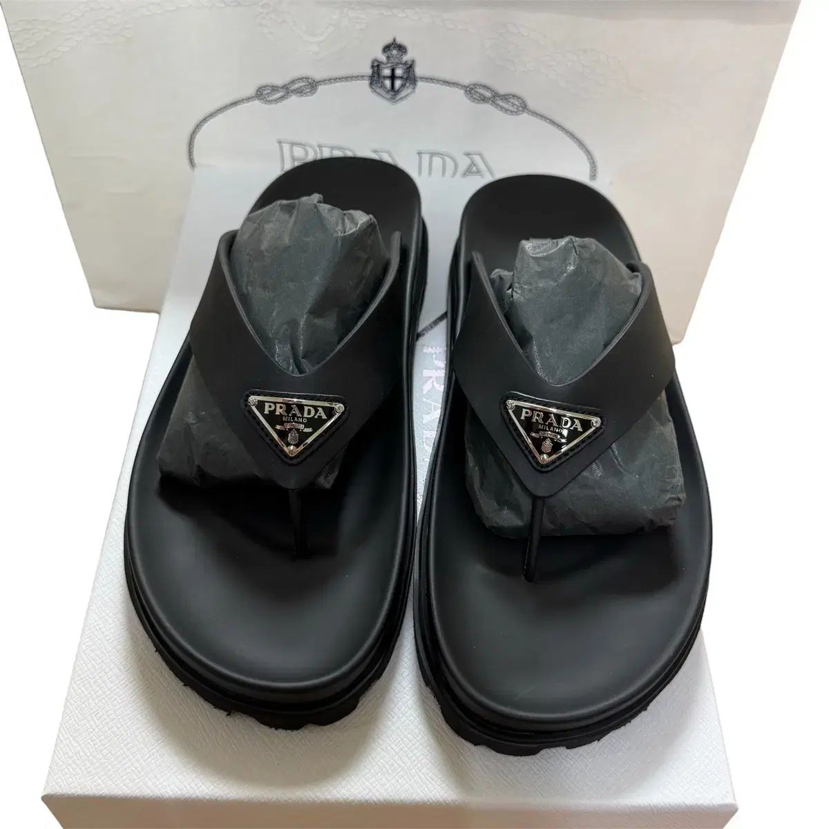 新品/37サイズ PRADA プラダ ラバー 丸のまま サンダル