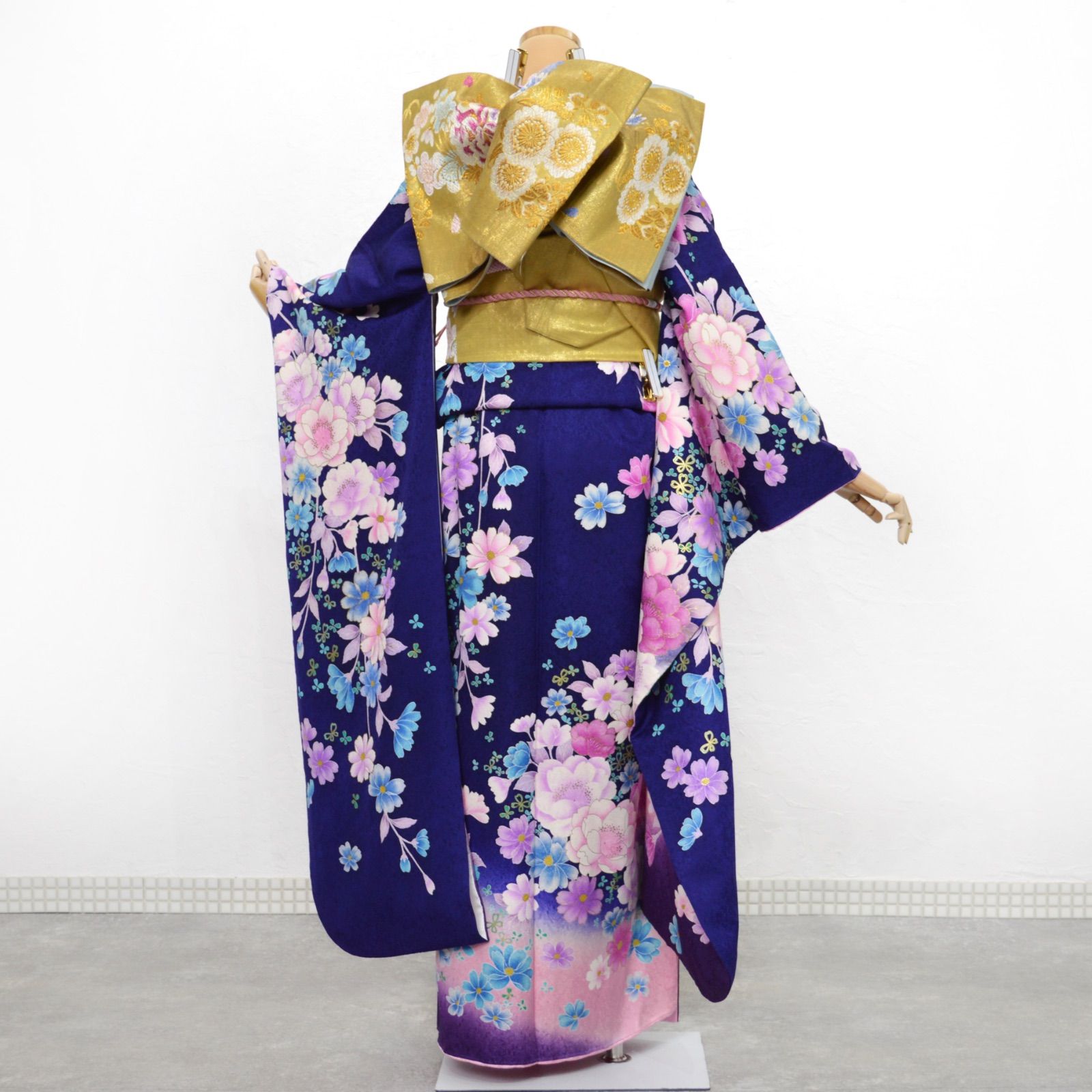 美品》正絹 振袖6点セット M〜LLサイズ 成人式 振袖セット パール