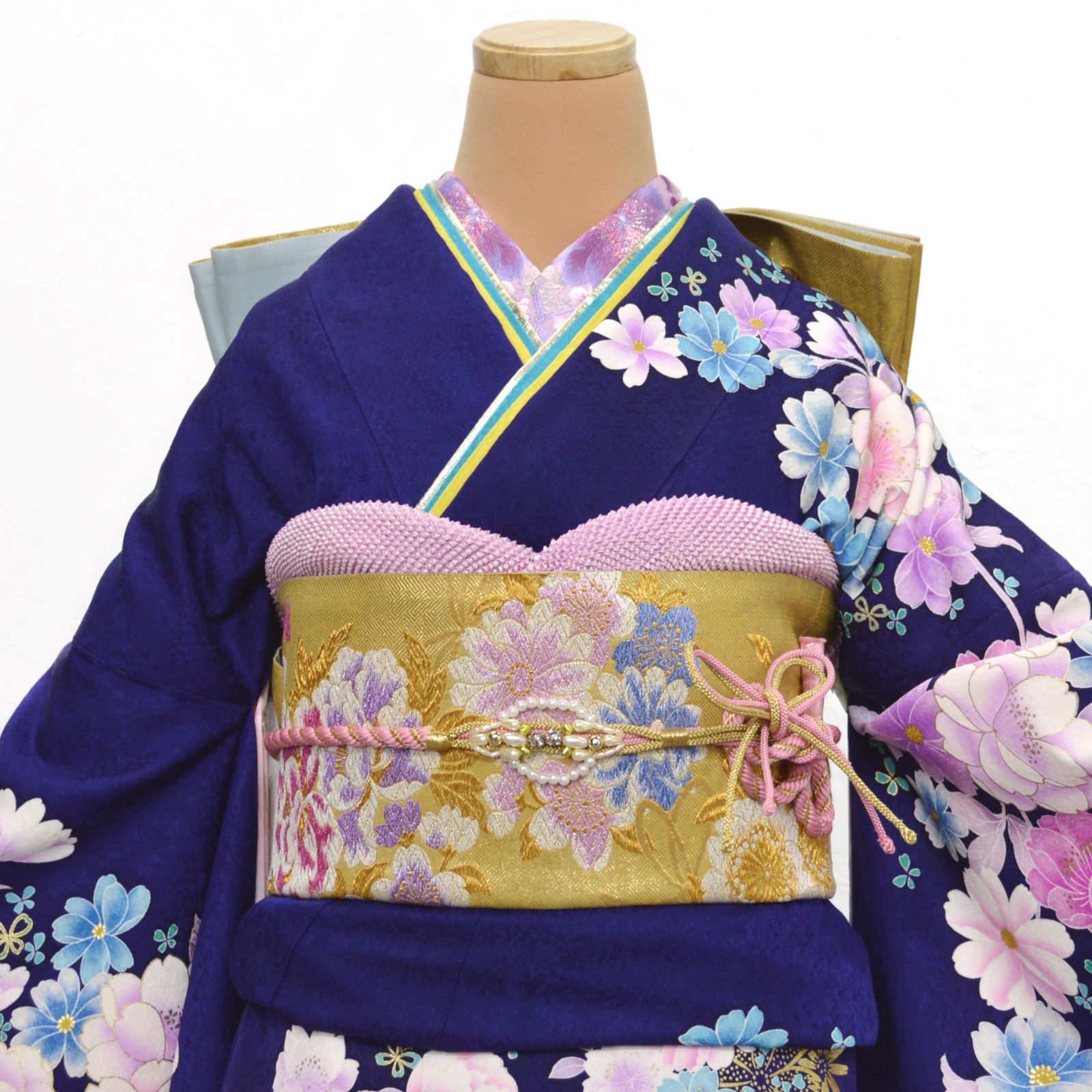 美品》正絹 振袖6点セット M〜LLサイズ 成人式 振袖セット パール