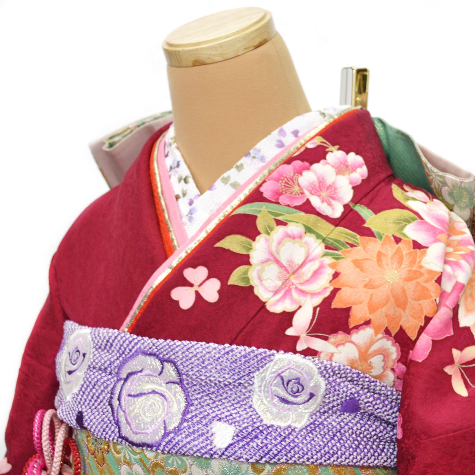 美品》正絹 振袖6点セット S〜Lサイズ 成人式 振袖セット パールトーン