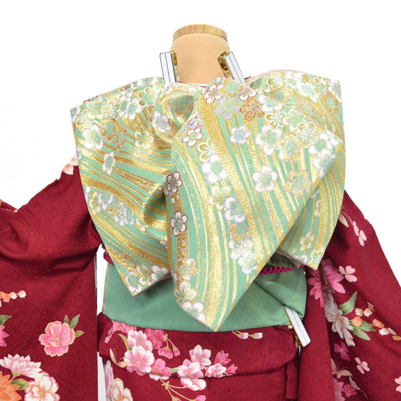 美品》正絹 振袖6点セット S〜Lサイズ 成人式 振袖セット パールトーン