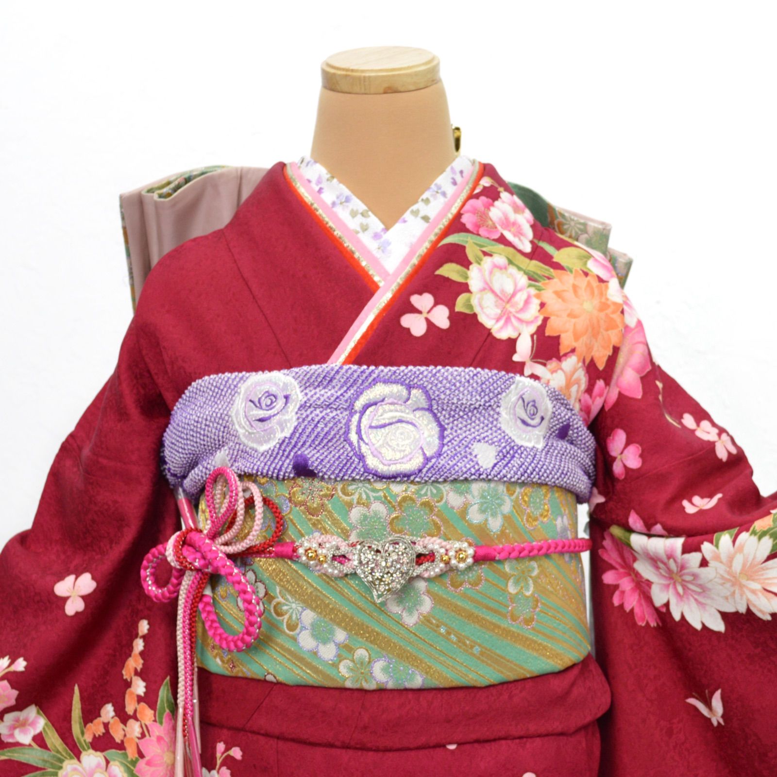 美品》正絹 振袖6点セット S〜Lサイズ 成人式 振袖セット パールトーン