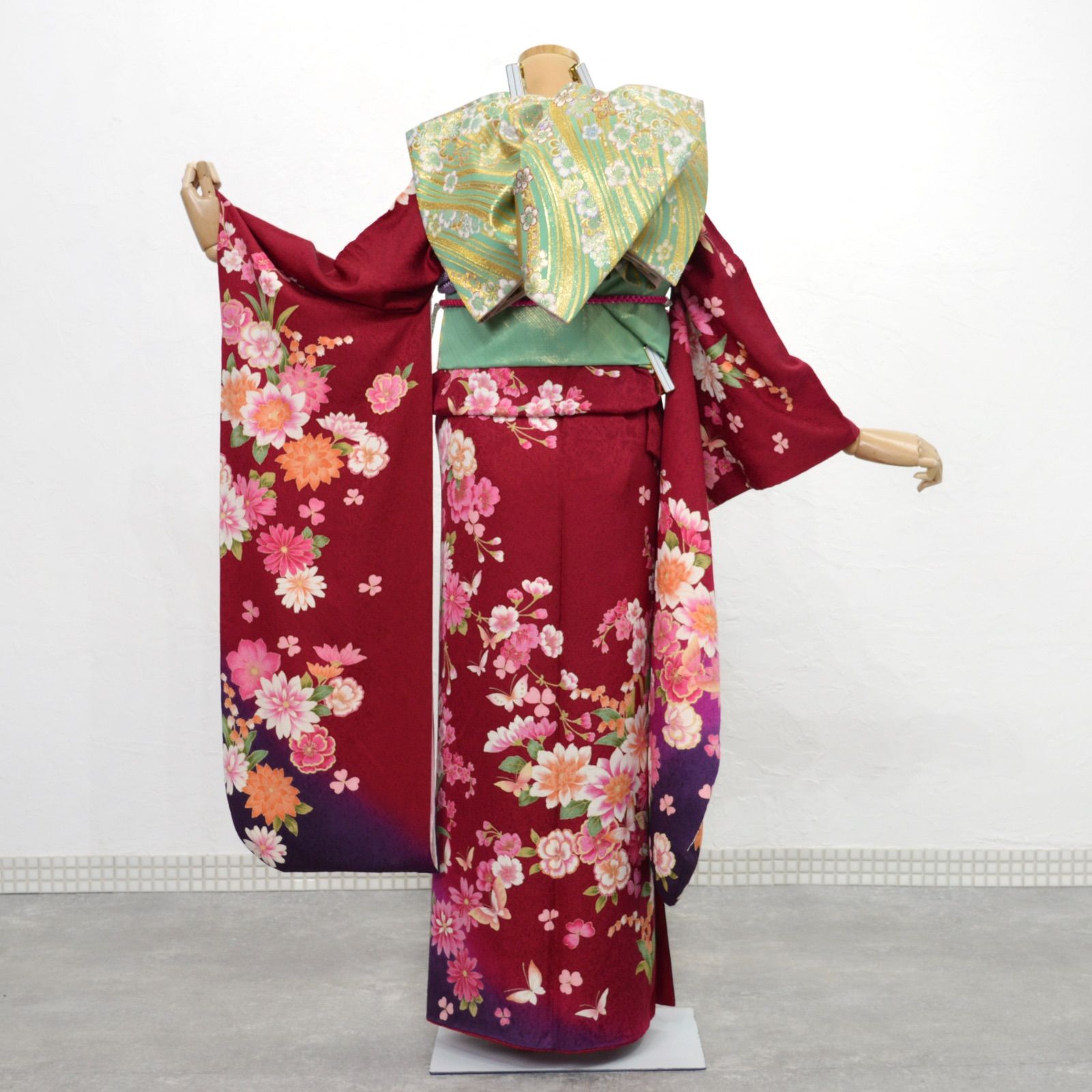 美品》正絹 振袖6点セット S〜Lサイズ 成人式 振袖セット パールトーン
