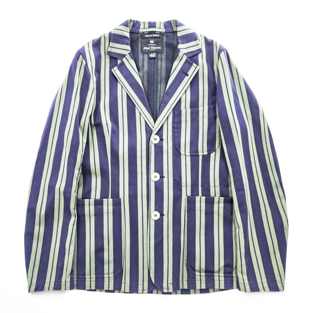 Nigel Cabourn 英国製 テーラードジャケット ストライプ ブレザー S ネイビー イングランド製 8081180006