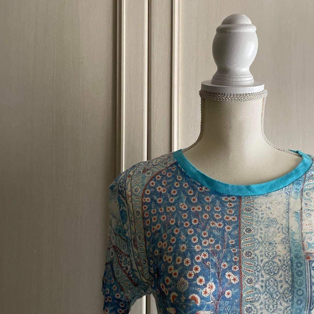 Z ジョンガリアーノ John galliano Y2K T シャツ 花柄 リネン 麻 LINEN