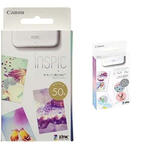Canon スマホプリンター用 ZINKフォトペーパー 50枚入り + Canon スマホプリンター用 ZINKフォトペーパー丸形シール 20枚入りｍａ