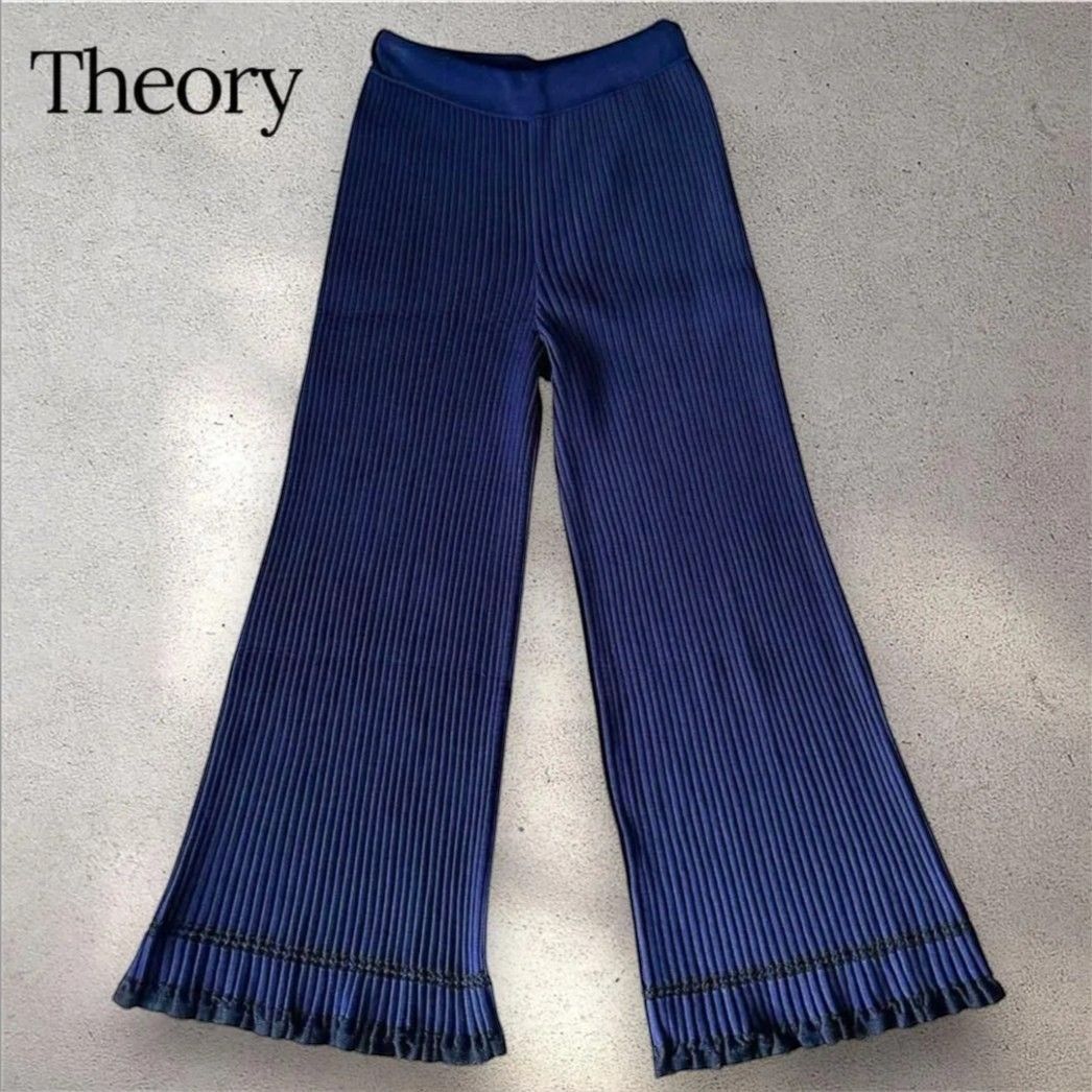 セオリー キュロットパンツ プリーツ ネイビー フリルディティール ニット Theory セオリー プリーツ パンツ S ネイビー B0325