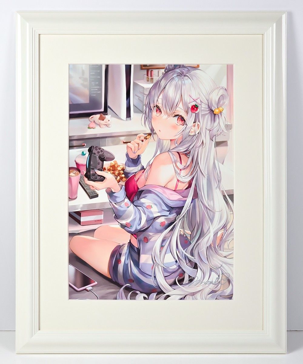 ももこ先生 さしみねこ屋 直筆サイン入り B4 複製原画 軸中心派 E☆2