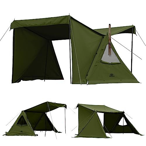 GOGlamping G・G PUP 2.0パップテントTC 1人用 【メッシュ/耐熱シート三角窓】 ソロテント ポリコットンテント【アルミポール+スカート付き】軍幕 ミリタリーテント 焚き火可 難燃 遮光 日よけ 撥水 多機能テント 薪スト 91fc94de