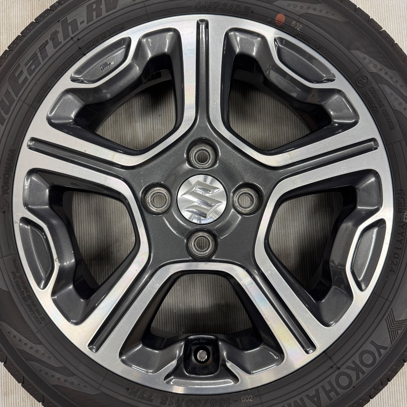 スズキ ハスラー 純正 15インチ 4.5j +45 PCD100 ヨコハマ RV03CK 165