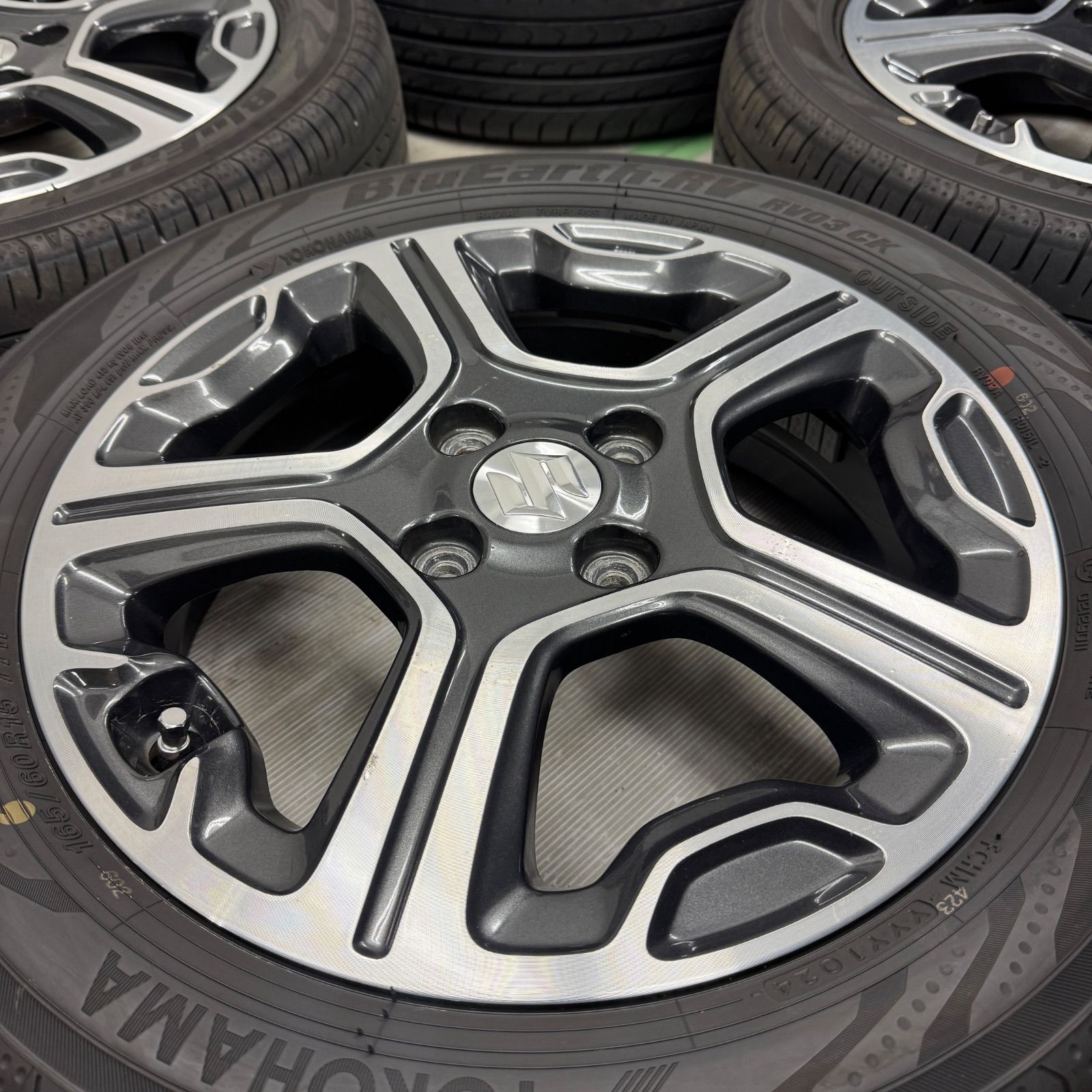 スズキ ハスラー 純正 15インチ 4.5j +45 PCD100 ヨコハマ RV03CK 165