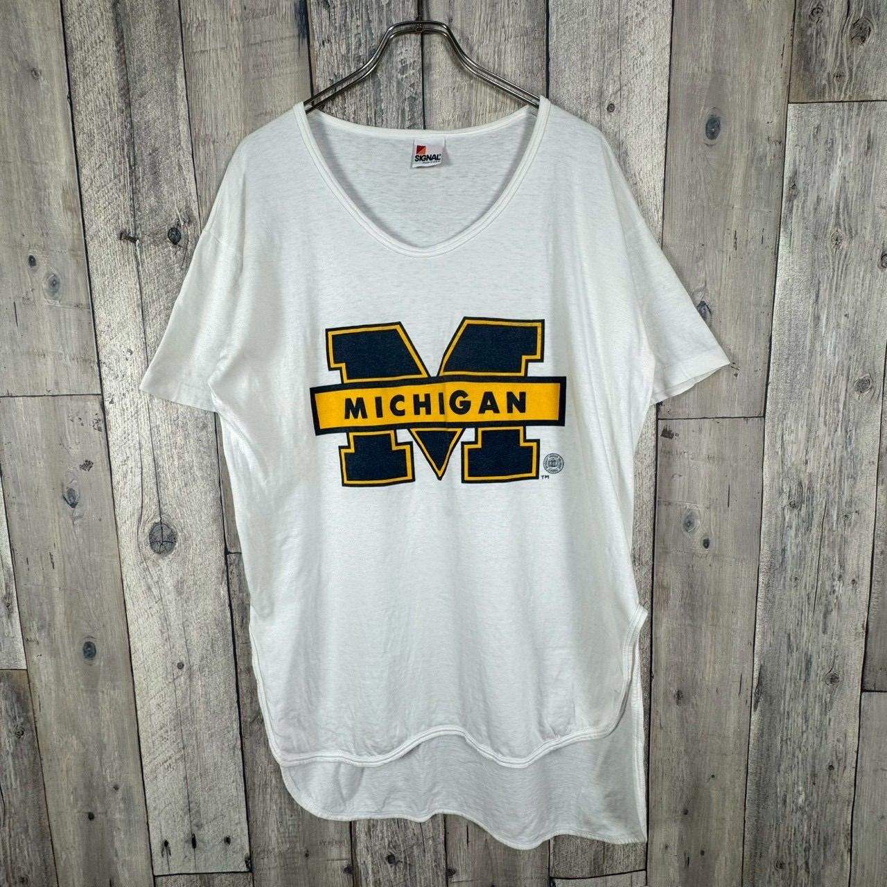 OLD SIGNAL 80s シグナル 米国製 ホワイト MICHIGAN ミシガン プリント シングルステッチ 半袖 Tシャツ tee メンズ XL サイズ