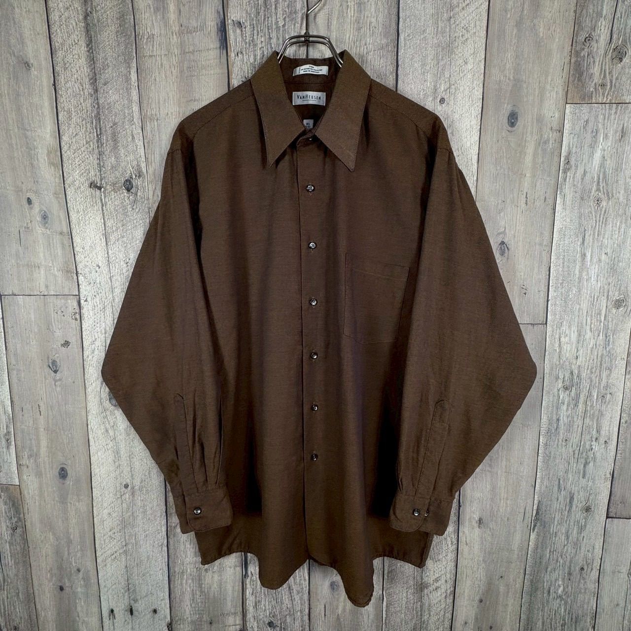 OLD VAN HEUSEN 90s ヴァン ヒューゼン PIQUE ブラウン 茶色 衿芯 襟芯