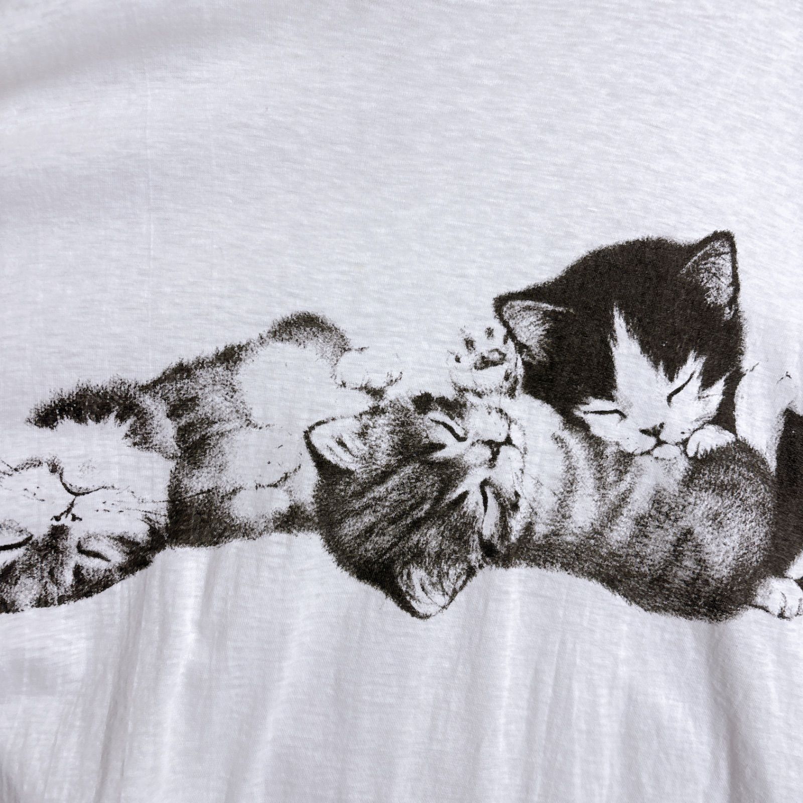 【最高モデル】90s-00s Vintage 古着 アニマル ホワイト ネコ 動物 半袖Tシャツ #N015