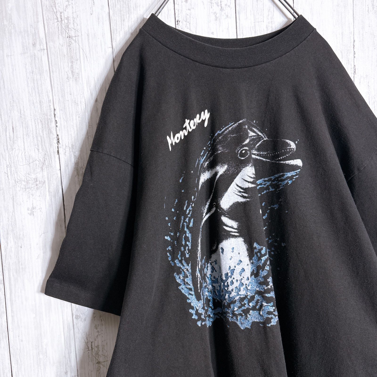 【入手困難】80s~90s USA製 Vintage 古着 Monterey イルカ アニマル 動物 海の生き物 Tシャツ #vm34