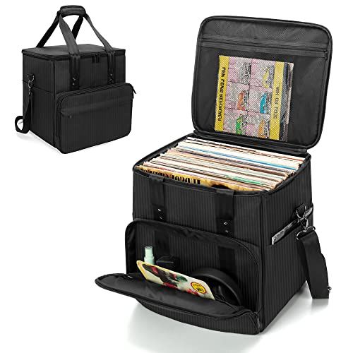 Trunab レコードケース lp用 レコードバッグ 収納 最大60枚 仕切り板付きas 8bb73e61