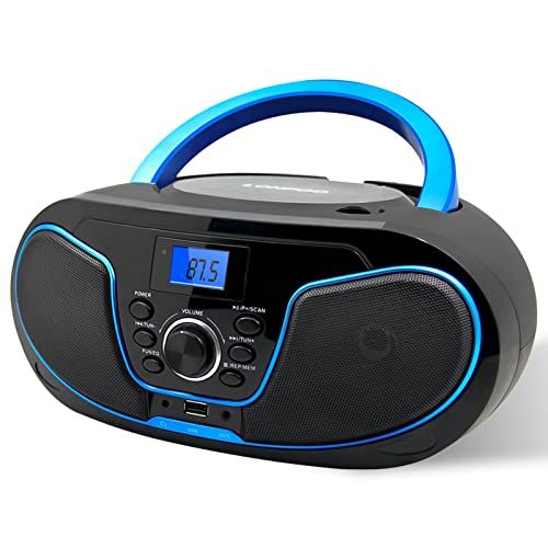 LONPOO ステレオ CDプレーヤー bluetooth対応 FMラジオ MP3再生 USB/AUX入力 ヘッドフォンジャック LCDディスプレイ コンパクト cd プレーヤースピーカー付き/保育園語学学習as 7c35aa68