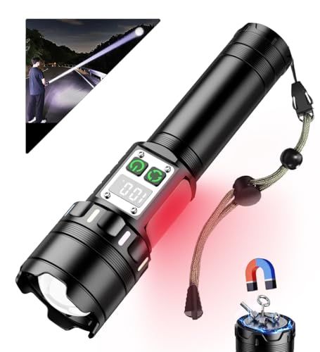 懐中電灯 【2025夜光バー 2-in-1COB・3光源9モード】led 強力 軍用 最強 超高輝度 明るい ハンディライト ディジタル電気量 防水 新型 Type-C 充電式 フラッシュライト 電池式 ハンドライト 小型 手持ち 作業用 ア b33f70bf