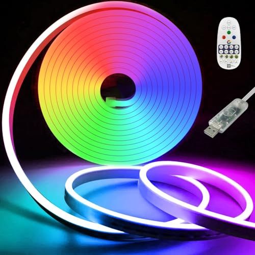 SPAHER LEDテープライト USB RGBIC チューブ リニア発光 防水 リモコン制御 調光調色 曲がりやすい タイマー 取付簡単 ネオンライト 間接照明 目に優しい DIY 飾り 5V(2メートル) 国内発送 d2fdb7f6