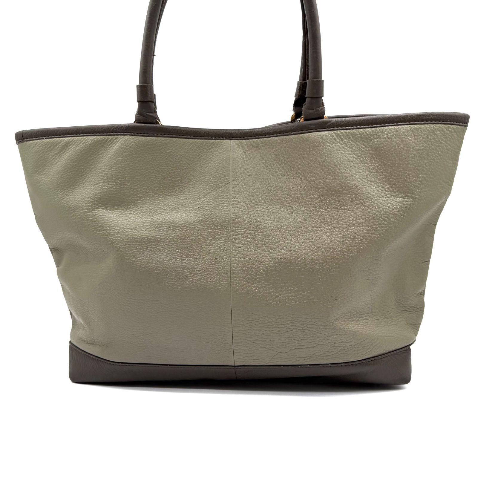 良品】Tory Burch トリーバーチ レザー ナイロン トートバッグ カーキ 