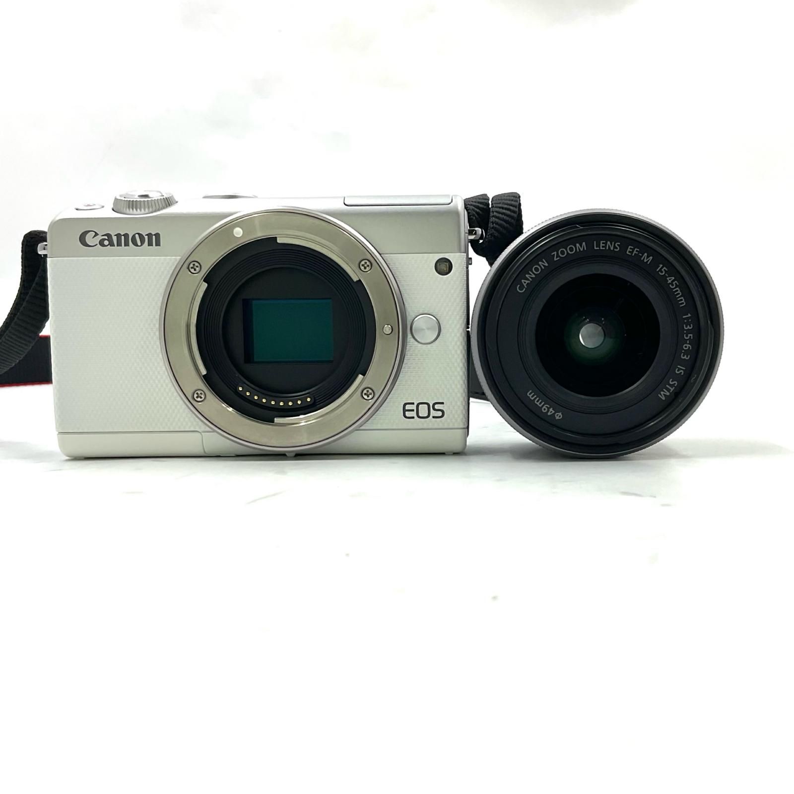 【全額返金保証】【最速発送】Canon デジタル一眼 EOS M100 EF-M15-45 IS STM レンズキット [ホワイト] 美品 動作確認済