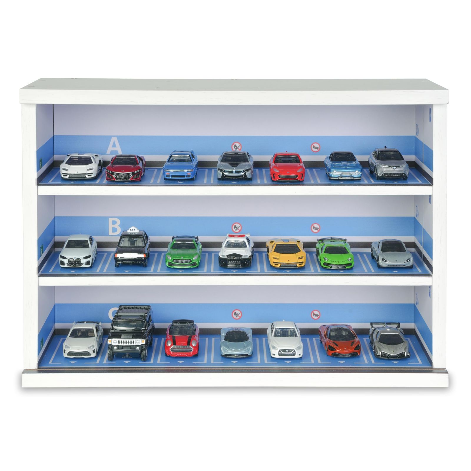 ミニカーケース、LED付き トミカ 収納 ケース、木製 21台収納、透明アクリル扉 LEDライト付き、ミニカー 収納 、ホットウィール収納、コレクションケース (ホワイト)ts 0de25691