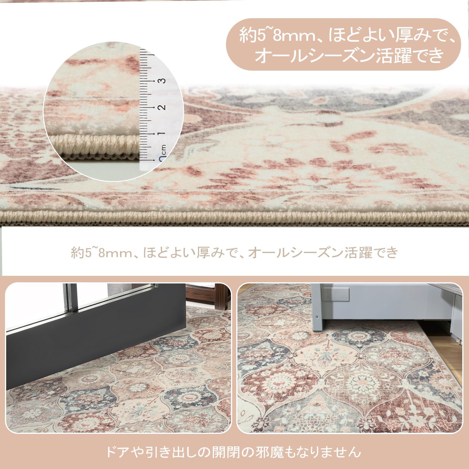 新品 HAOCOO ラグ カーペット 洗える 140×200cm ホットカーペット対応