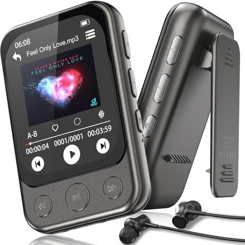 ODEJOI 64GB Clip-on MP3 Player Bluetooth 5.3 Speaker 2 inch HD Touch Screen FM Radio Direct Recording HIFI Sound Quality Lightweight Small Portable Music Player Shuffle Playback Alarm Clock Photo 7afae8e5