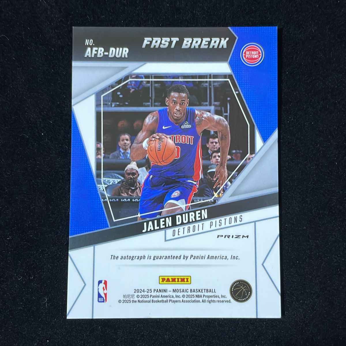 Jalen Duren ジェイレン・デューレン Panini Mosaic Fast Break 2024 