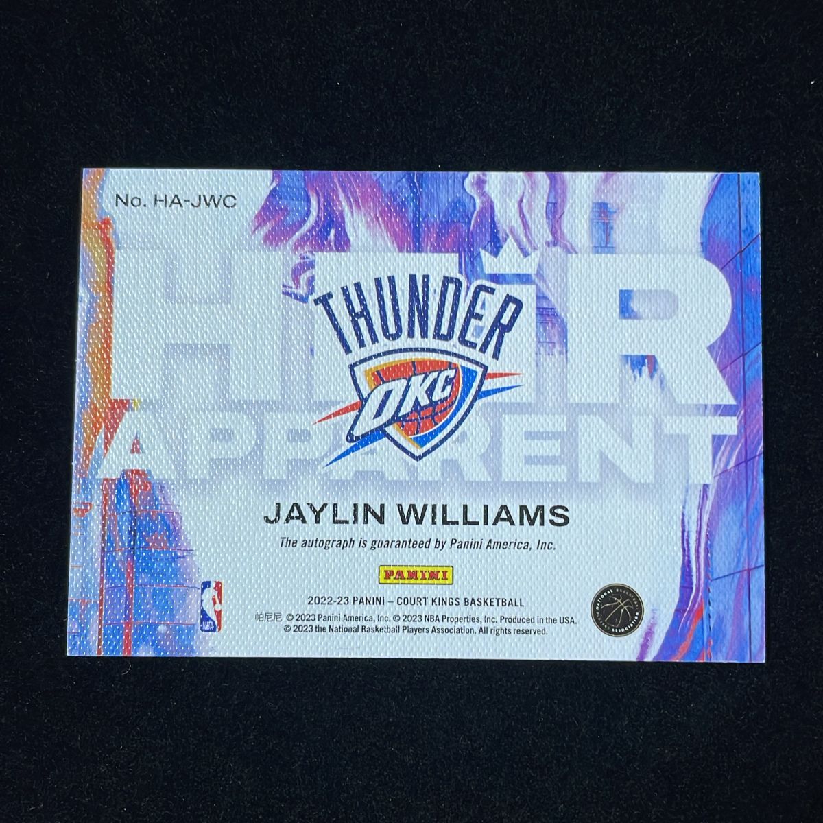 Jaylin Williams ジェイリン・ウィリアムズ Panini Court Kings 2022
