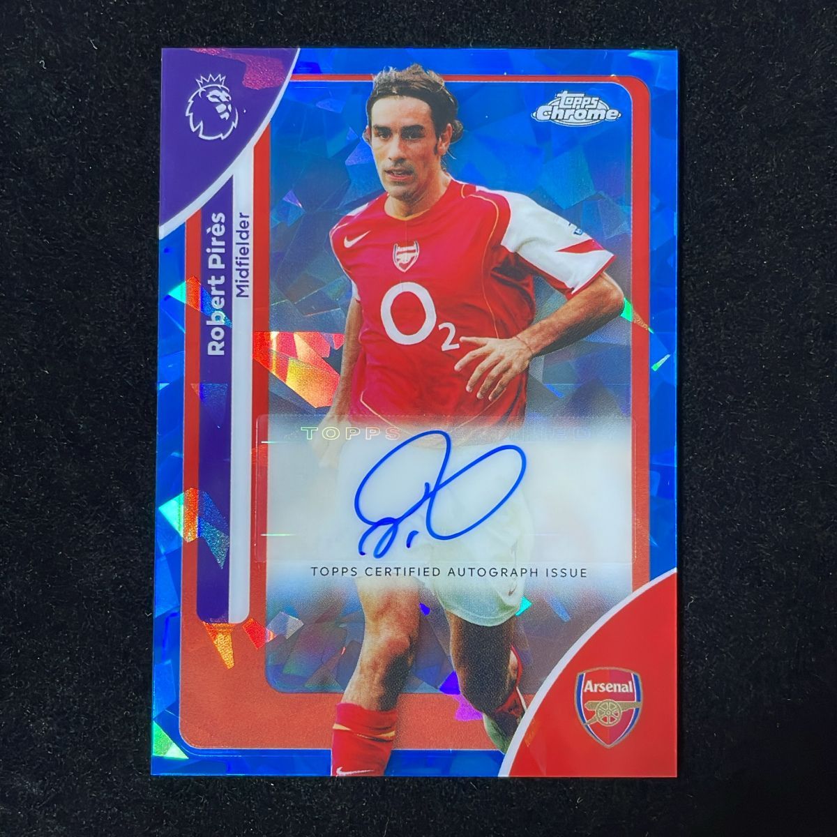 Robert Pires ロベール・ピレス Topps Chrome Premier League 2026 Blue Cracked Ice Auto サイン 直筆 Arsenal