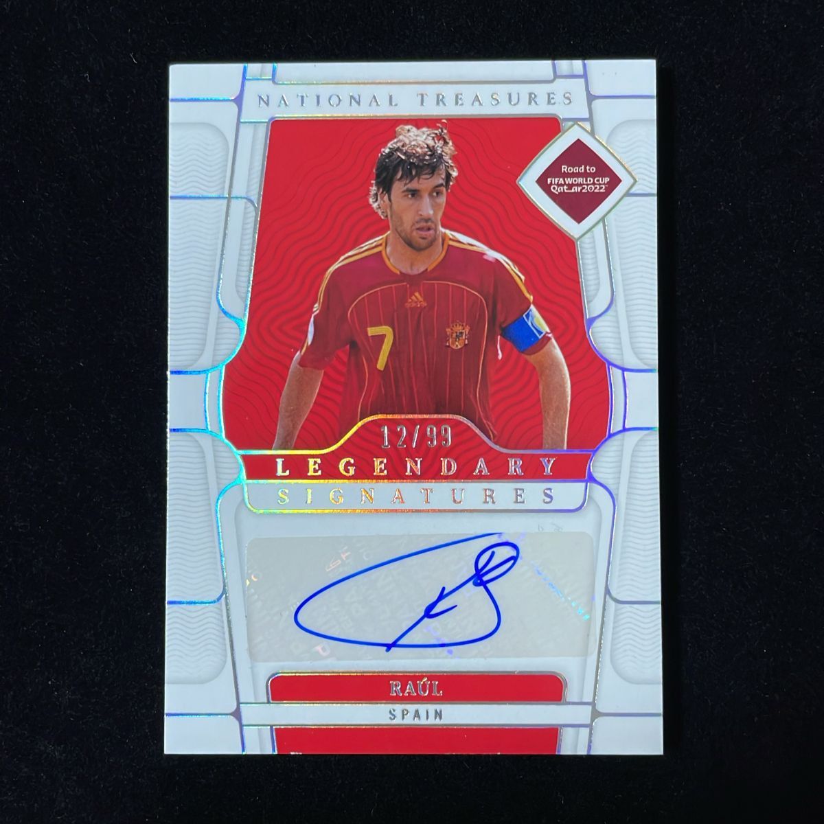Raul ラウル・ゴンサレス Panini National Treasures FIFA Road to World Cup 2022 /99 Auto サイン 直筆 Spain