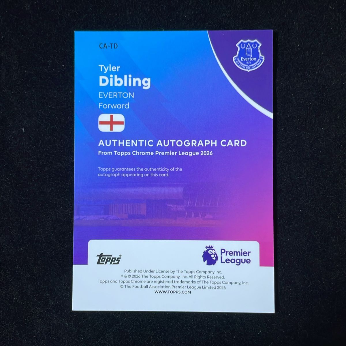 Tyler Dibling タイラー・ディブリング Topps Chrome Premier League 