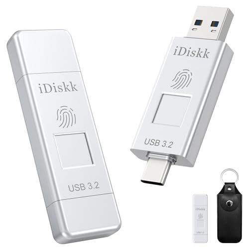 iDiskk 指紋認証 USBメモリ・フラッシュドライブ 128GB USB3.2 Gen2 フラッシュメモリー 最大読取り速度450MB/s ハイスピード【USB3.2+Type-Cコネクタ搭載 APP使用と不使用二つ選択あり】OTG外付けUSBディスクｍａ