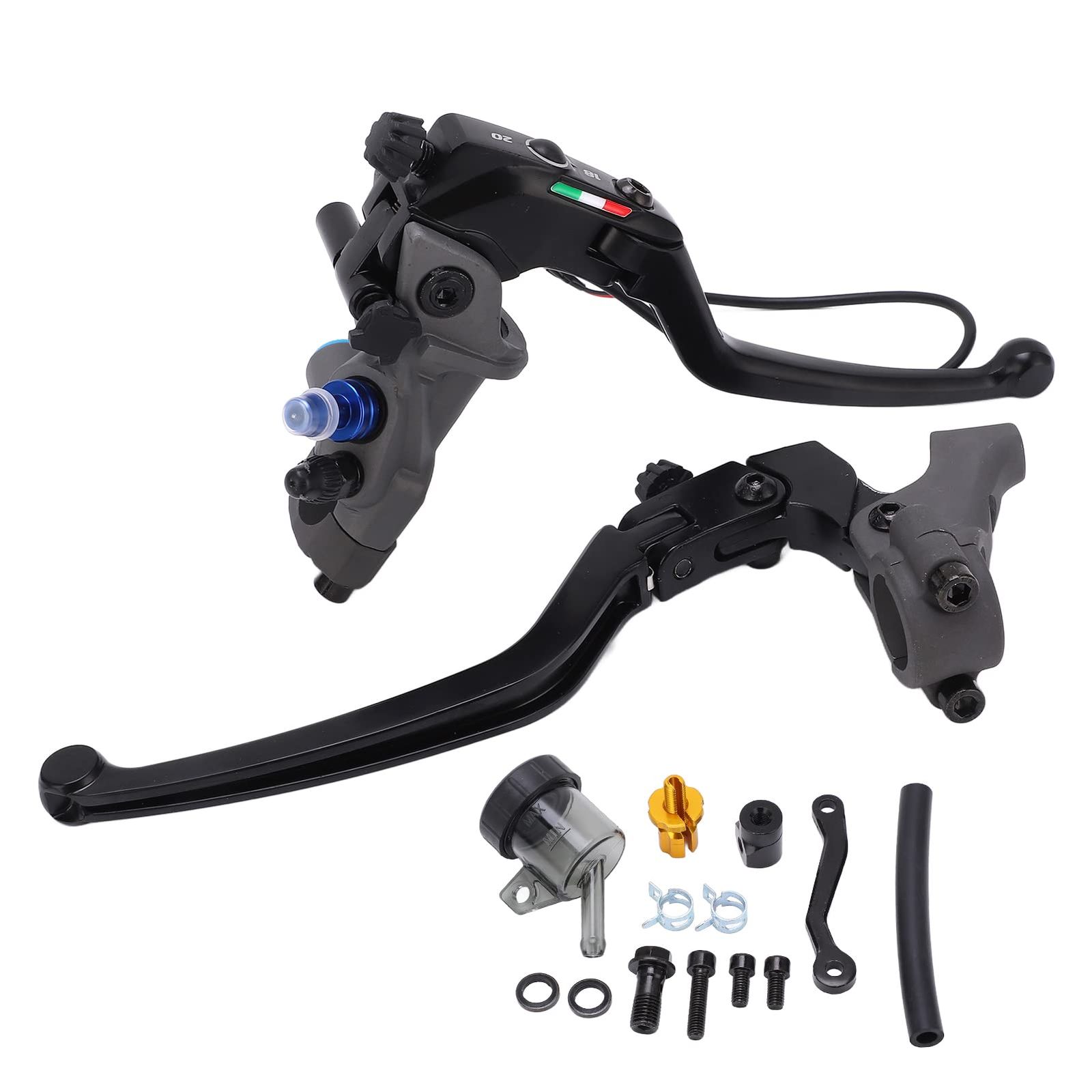 新品 Zjchao 2PCSブレーキレバーキット，マスターシリンダー 取り付け穴径が22mm/0.9インチのハンドルバーを持つバイクに汎用的に使用できます ほとんどのバイクに適合します クラッチレバー ブラック用ブレーキクラッチキット 用 1インチ ハンドル対