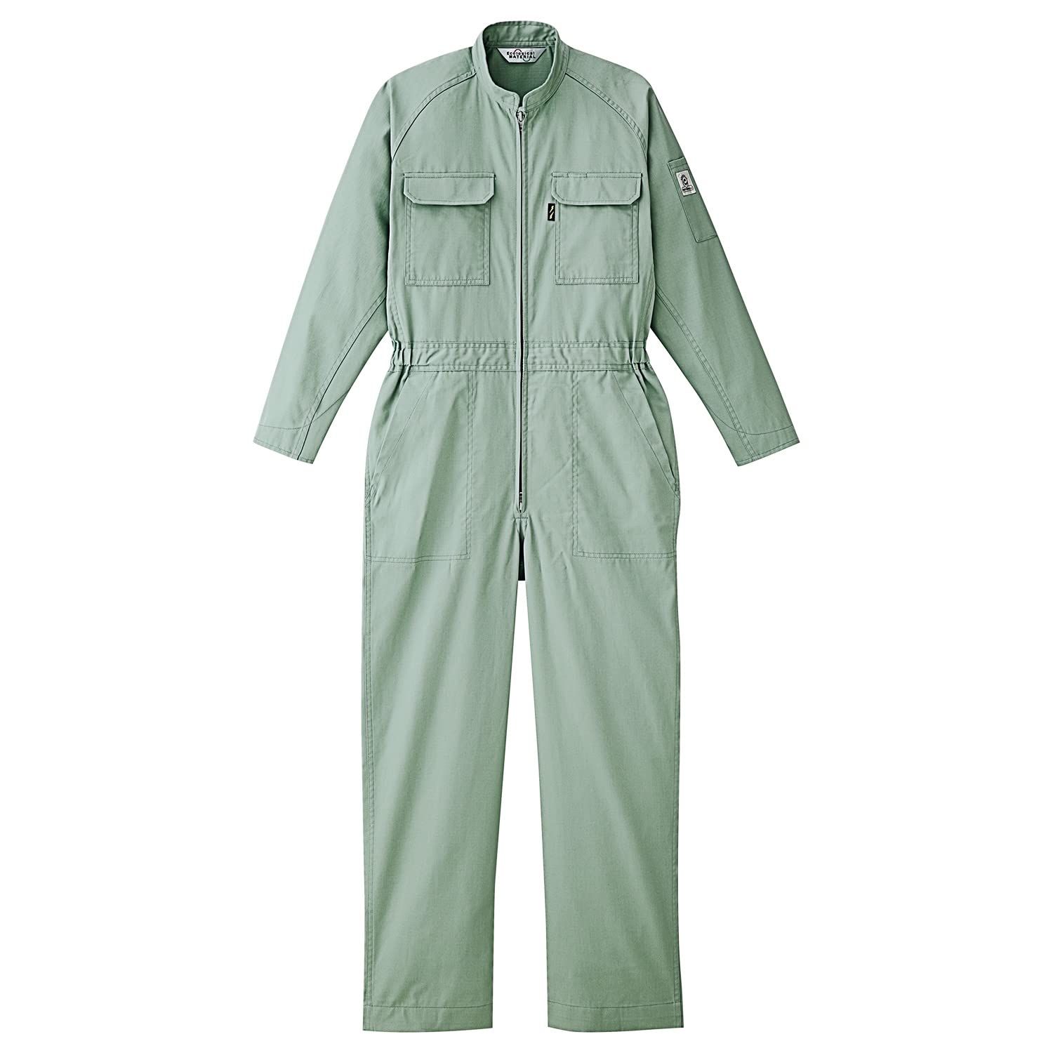 新品 [ミドリ安全] 作業服 ツナギ 男女兼用 帯電防止 エコマーク認定 立体裁断 RC406 グリーン L